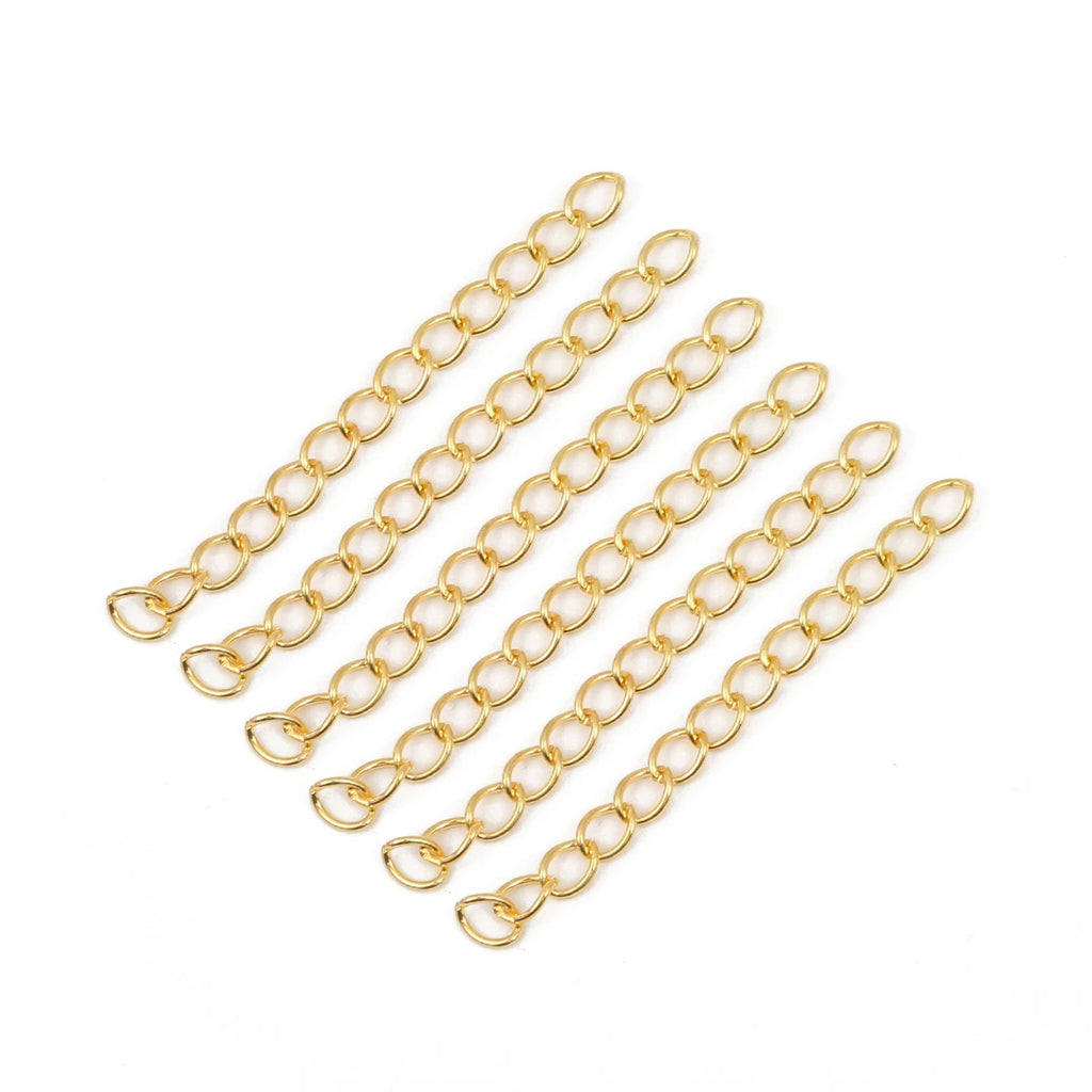 About50pcs Stainless Steel 5cm Welded Extension Chain Gold Necklace Bracelet Extender Tail Chains for DIY Jewelry Making Supplie