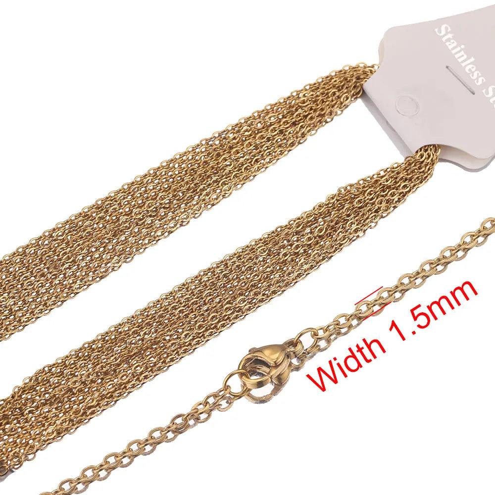 10pcs Stainless Steel Necklace Cuban Chains Hypoallergenic Rolo Link for DIY Jewelry Making