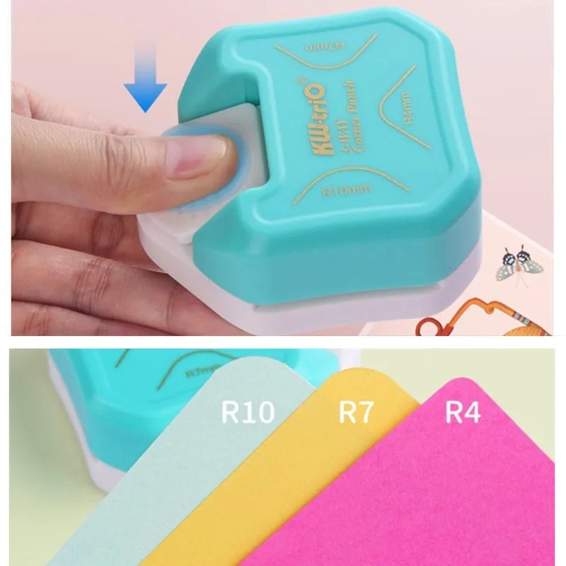 3 In 1 R4 R7 R10 Plastic Punching Machine DIY Card Paper Hole Punch Circle Pattern Photo Cutter Tool Scrapbooking Puncher