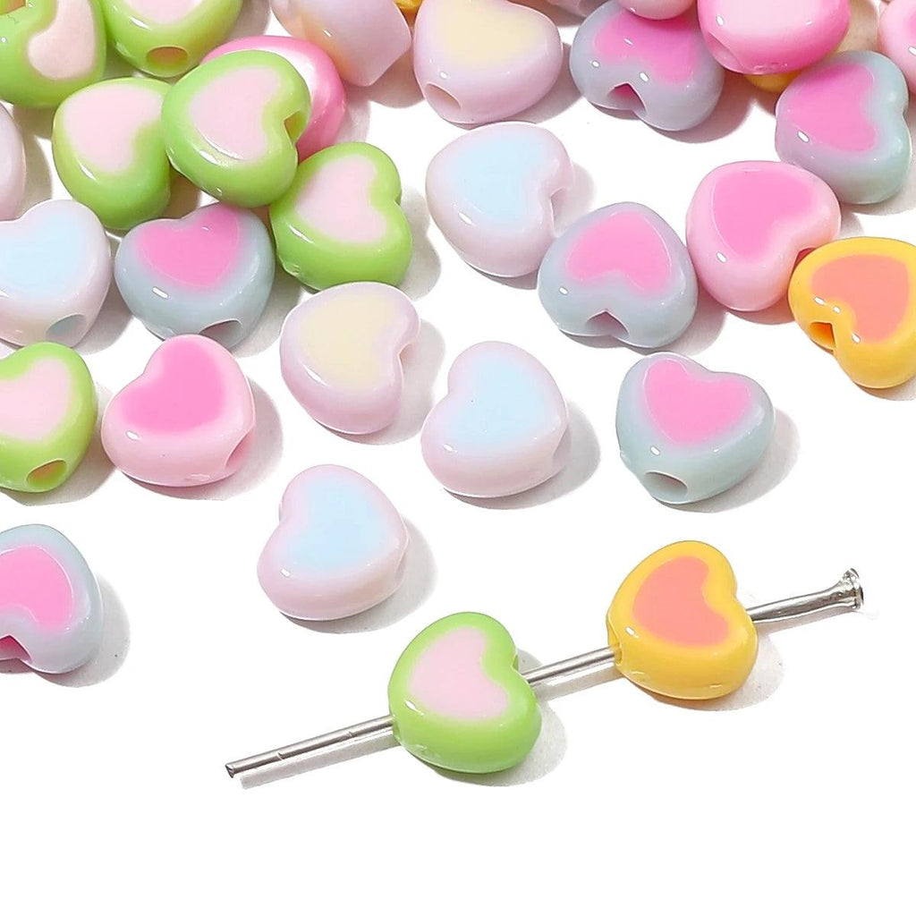 30pcs Love Heart Acrylic Bead Loose Spacer Beads For DIY Bracelet Necklace Jewelry Making Needlework Accessories