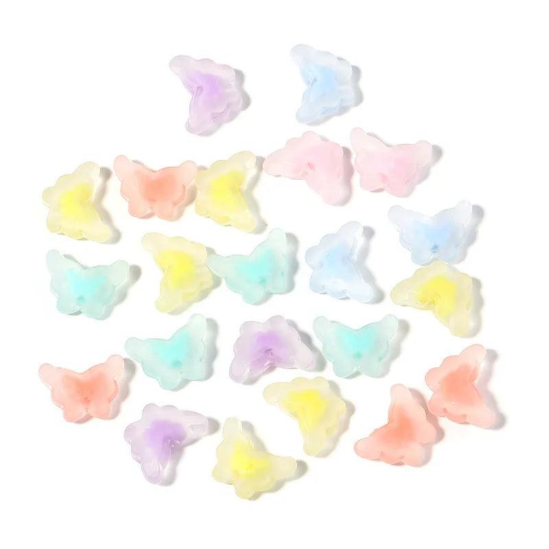 100pcs 12mm Sunflower Acrylic Beads Matte Transparent Mixed Color Spacer Beads Handmade Clipbook Bracelets Earrings Summer Jewel