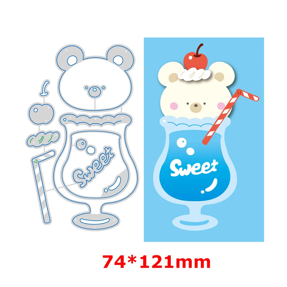 Cat Rabbit Bear Cake Pudding Drink Metal Cutting Dies for DIY Scrapbooking Paper Crafting