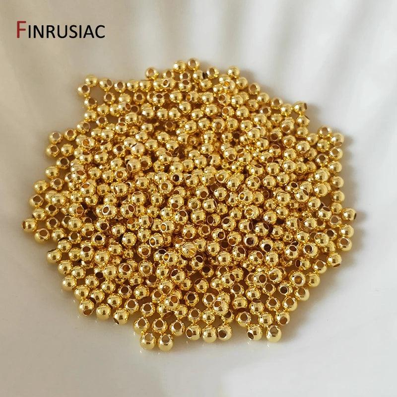 14k/18k real gold plated Round 2/2.5/3/4/5/6mm Spacer Beads For Jewelry making Beads Accessories Findings Wholesale