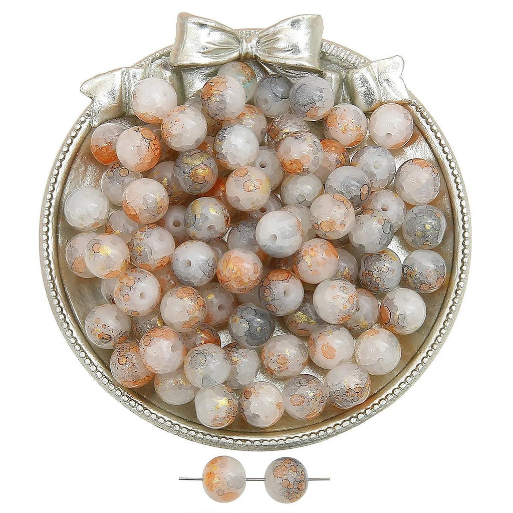 20pcs glass and jade shattered, sprinkled with gold, round beads, and loose beads DIY handmade bracelet, necklace, jewelry acces