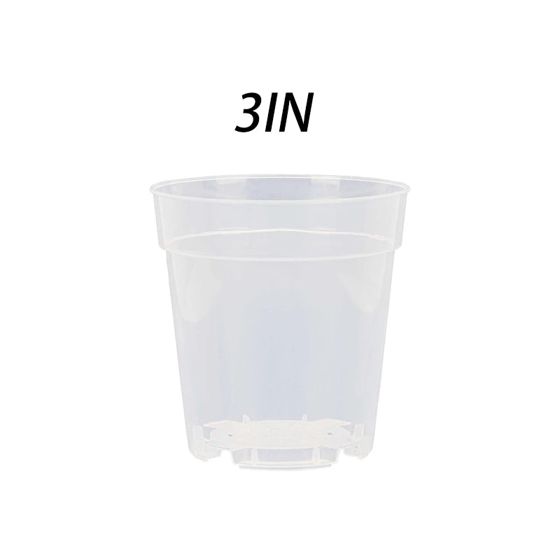5 Packs 3/4/5.2/6.7 Inch Clear Nursery Pots, Transparent Plastic Planter with Drainage Holes, Seed Starting Pot Flower Plant Con