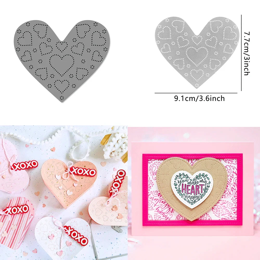 Heart Pouch and Add-On Metal Cutting Dies Embossing Diecut for DIY Wedding Card Making Scrapbooking Crafting Supplies