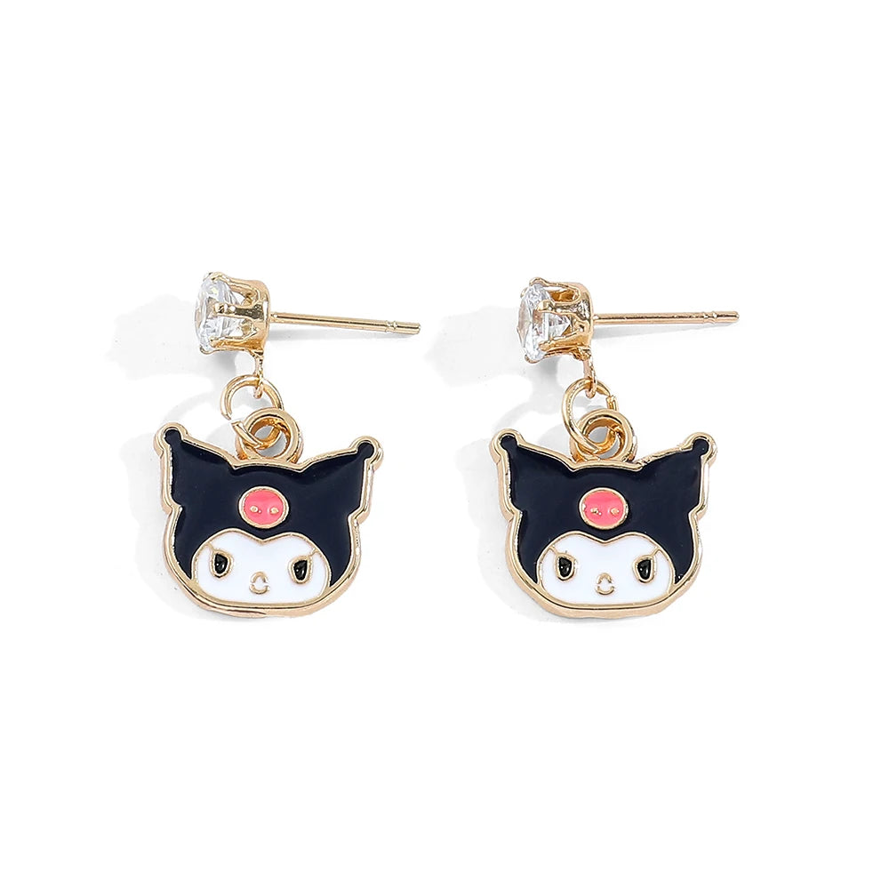 Sanrio Hello Kitty Earrings Stud Women Cute Kuromi Dangle Earrings Girl Cinnamoroll Melody Accessory Kids Xmas Gift
