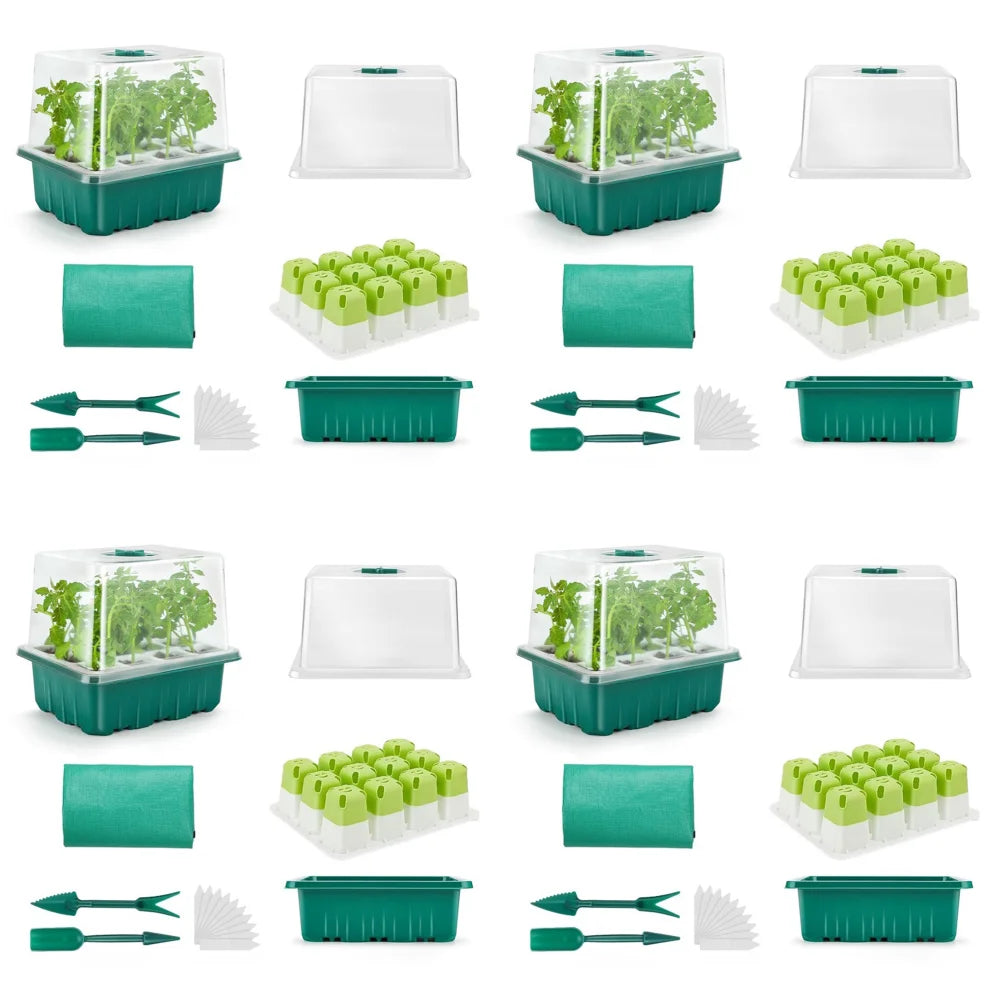 12 Holes Seed Starter Tray Soft Silicone Seedling Dish Breathable Reusable Thickening Plant Growth Tray Box for Indoor Garden