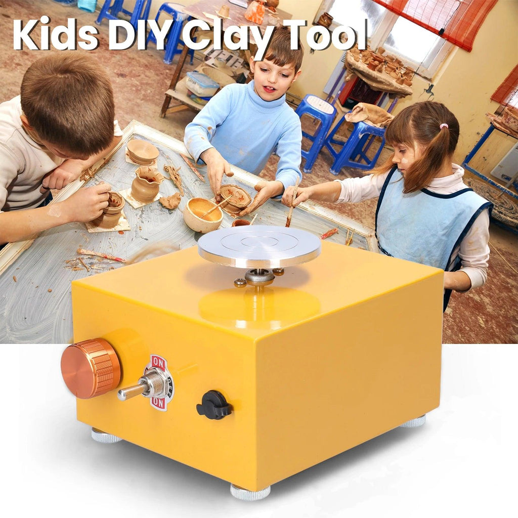 Portable Electric Pottery Machine Kids DIY Clay Tool with Tray for Ceramic Work Mini Pottery Wheel Ceramic Turntable