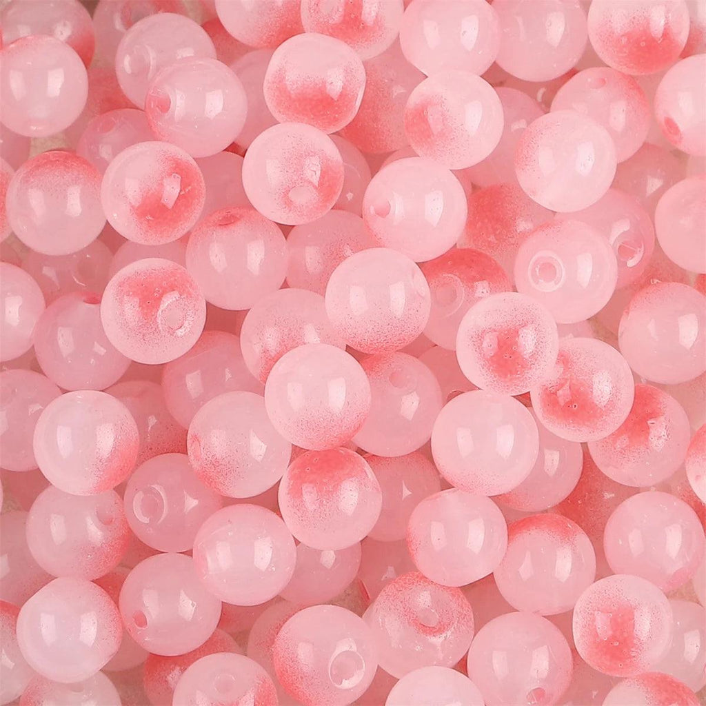 50pcs 8mm Glass Imitation Jade Bead Gradient Double Color Round Bead Handmade DIY Bracelet Necklace Jewelry Making Loose Bead Ma
