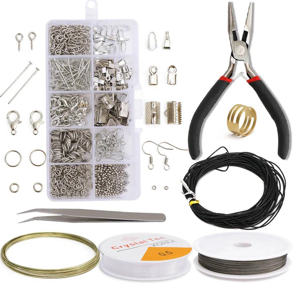 Crimp Beads Kit for Jewelry Making, Crimp Beads, Covers, Tubes and Wire Guardians, Lobster Clasps, Jump Rings, Crimping Pliers