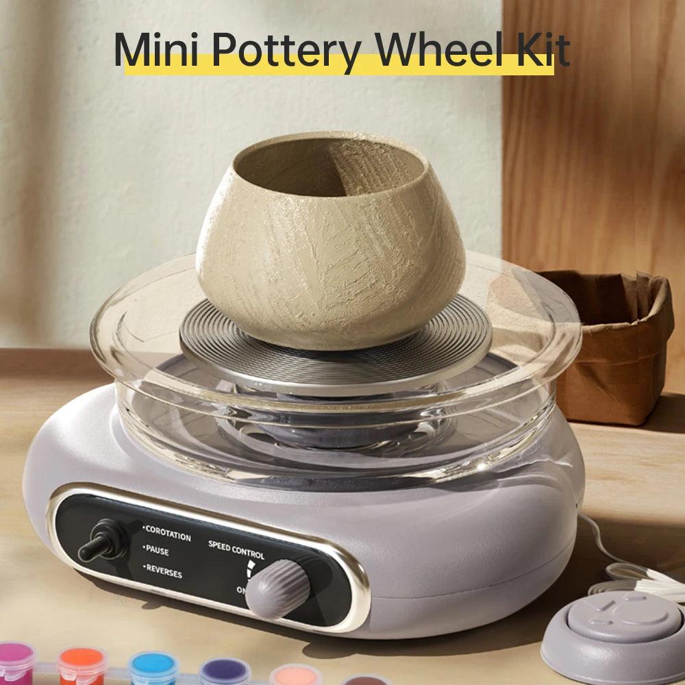 Mini Pottery Wheel Kit Pottery Clay Art 4.7" Turntable Electric Pottery Wheel Detachable Cleaning for Home DIY Ceramic Work