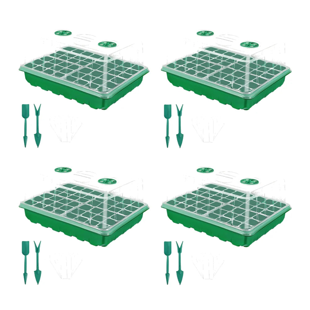 24/48 Holes Seed Starter Trays Vegetable Seedling Pots Seedling Tray with Humidity Dome Seed Germination Plant Pots Grow Box