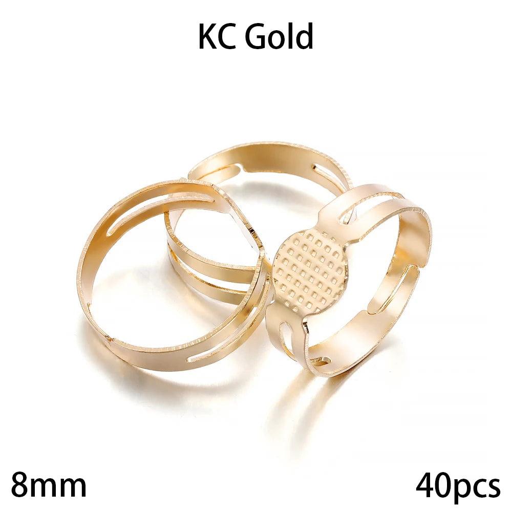 20-40Pcs/lot 7-10mm Metal Adjustable Blank Rings Setting For DIY Handmade Ring Jewelry Making Finding Supplies Accessories