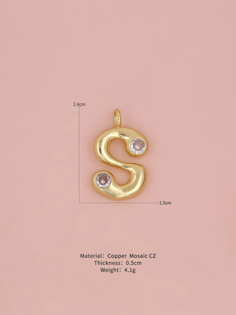 New Simple Versatile Round Zircon Plated Gold Copper 26 English Letters A-Z Pendant Men Women Necklaces Jewelry Making