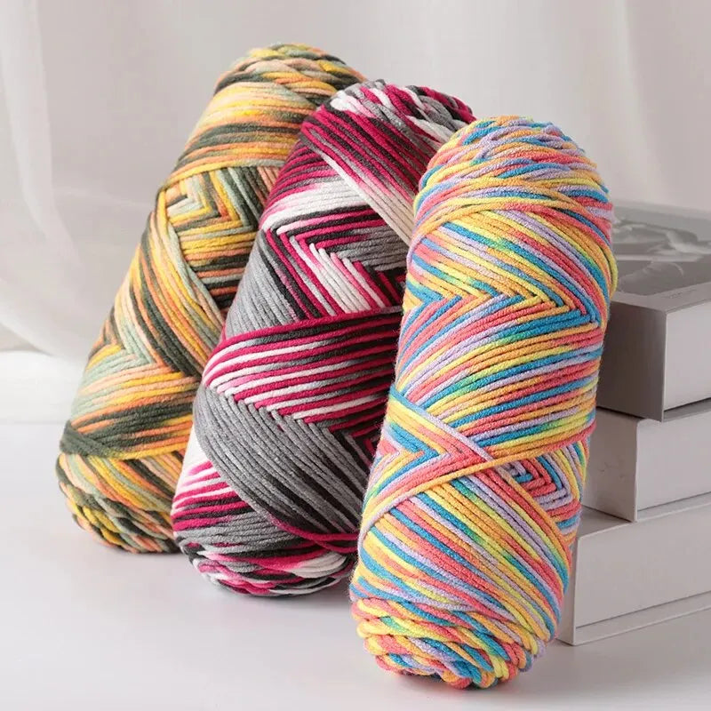 Colorful 5 Strand Dyed Milk Cotton Baby Sweater Yarn for Handmade DIY Woven Scarves and Crochet Projects