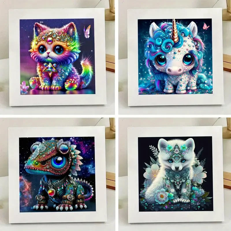 DIY Diamond Painting Kit Round Diamond Cartoon Cat Full Diamond Mosaic Home Decoration Painting Cross Stitch Kit