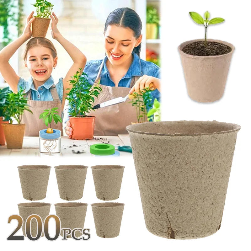 20-200PCS Seed Nursery Cup Growing Pot Tray Planter Paper Grow Plant Starter Flower Herb Biodegradable Eco-Friendly Garden Tools