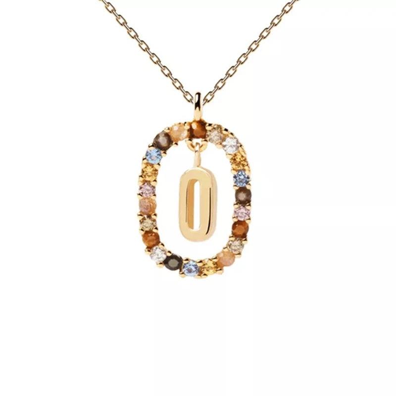Fashion Hot Creative A-Z Letter Pendant Necklace For Woman Color Jewelry Sweet and Versatile Adjustable Chain Lobster Clasp