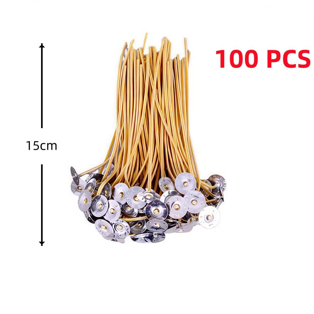 100 Pcs Beeswax Wicks 9-20cm Smokeless High Quality With Clip Base Soy Waxed Wicks for DIY Candle Making Party Supplie