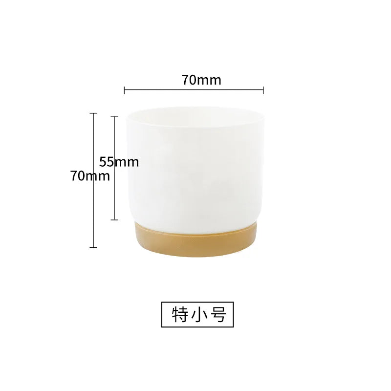 2024 Automatic Water Absorption Storage Plastic Flowerpot Round Double-layer Succulent Planter Pot Small Green Plant Flowerpot