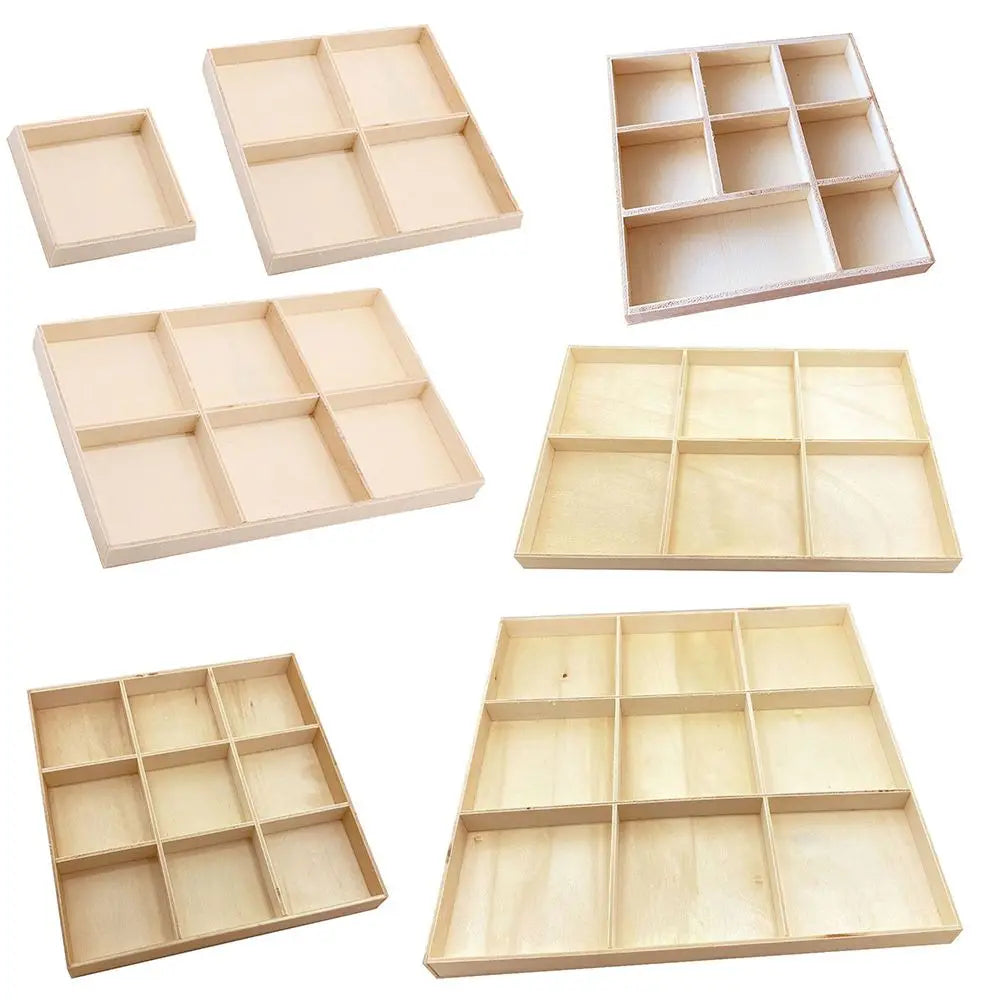 Wooden Multi Grid Storage Box Flowerpot Wood Tray Desktop Organizer Cosmetic Tool Storage Bonsai Holder Plant Pot Divided Drawer