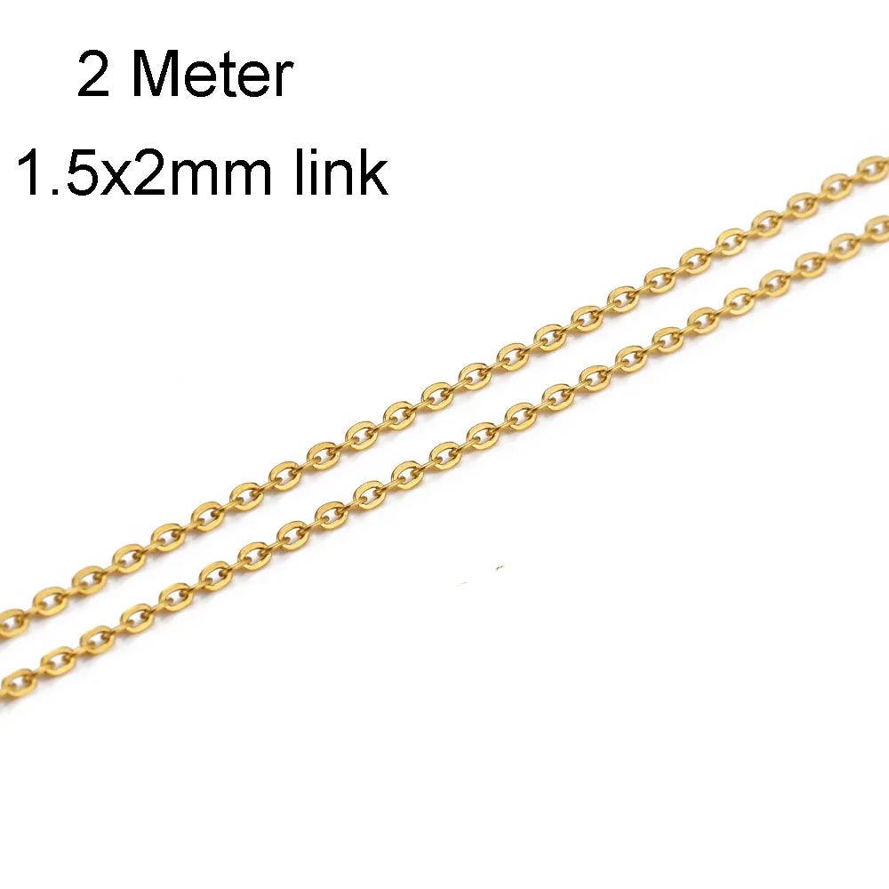 2 Meters Stainless Steel Chain 1 1.5 2mm Gold&Steel Color Chains for DIY Jewelry Making Necklace Bracelet Supplies