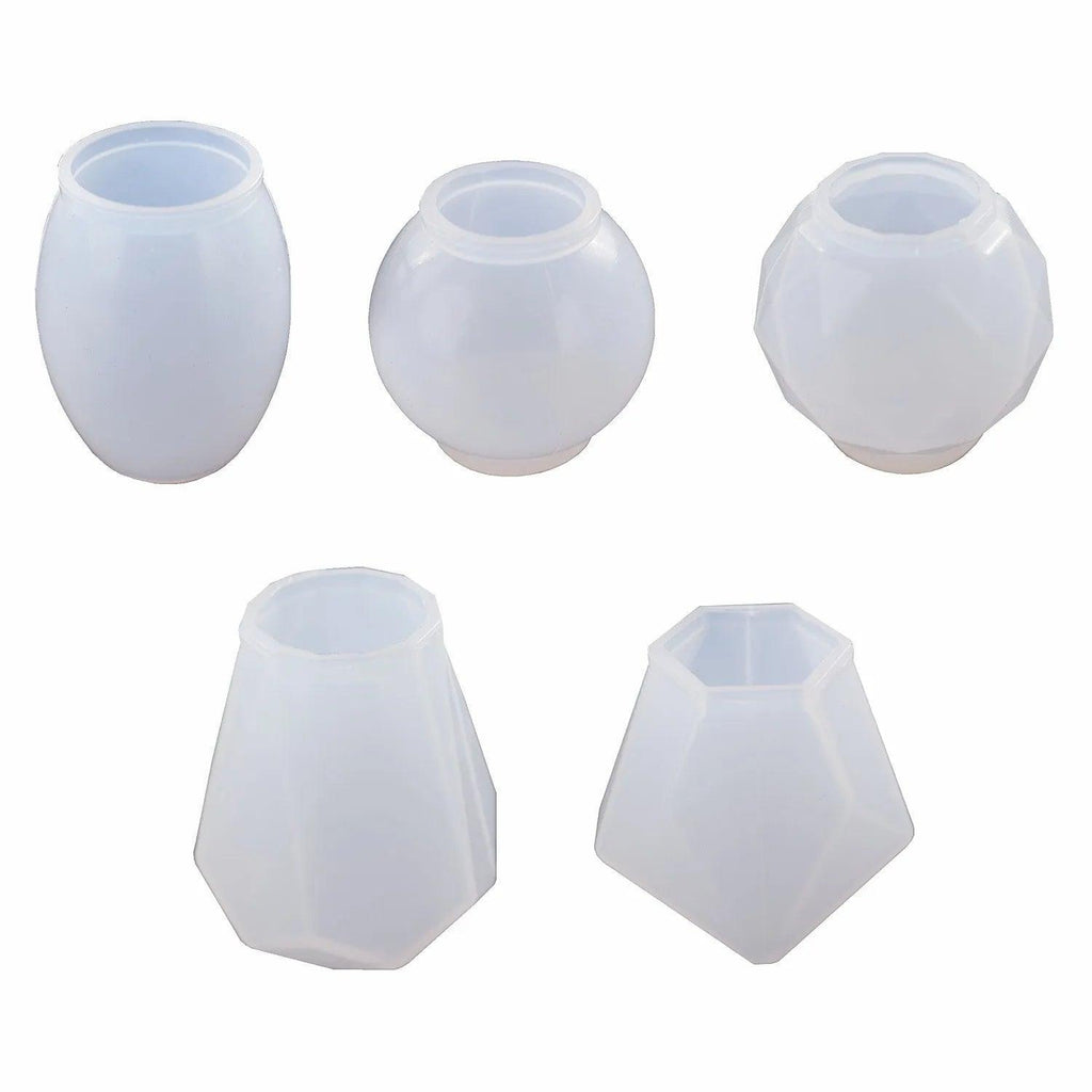 5pcs/set Silicone Mould Wine Bottole Stopper Resin Mold Geometric Spherical Shape Mirror Crystal Epoxy Top Stopper Casting Tools
