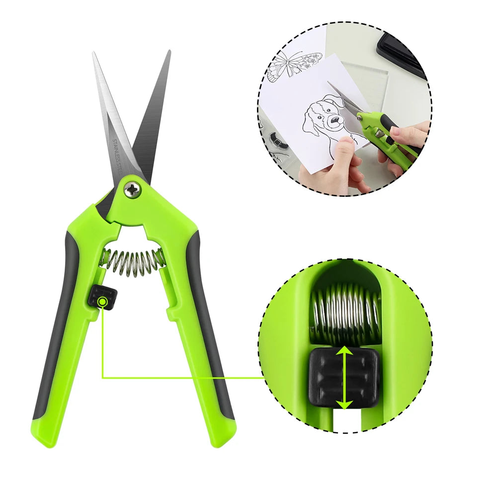 1pc Multi-use Ergonomic Spring-Action Scissors Spring-Loaded Craft Shears Non-Slip Rubber Grip for DIY Cardmaking Cutting Tool