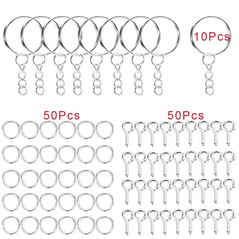 110Keychain Open Jump Rings Eye Pins Jewelry Making Accessories Kits for DIY Epoxy Resin Key Chain Key Ring Pendants