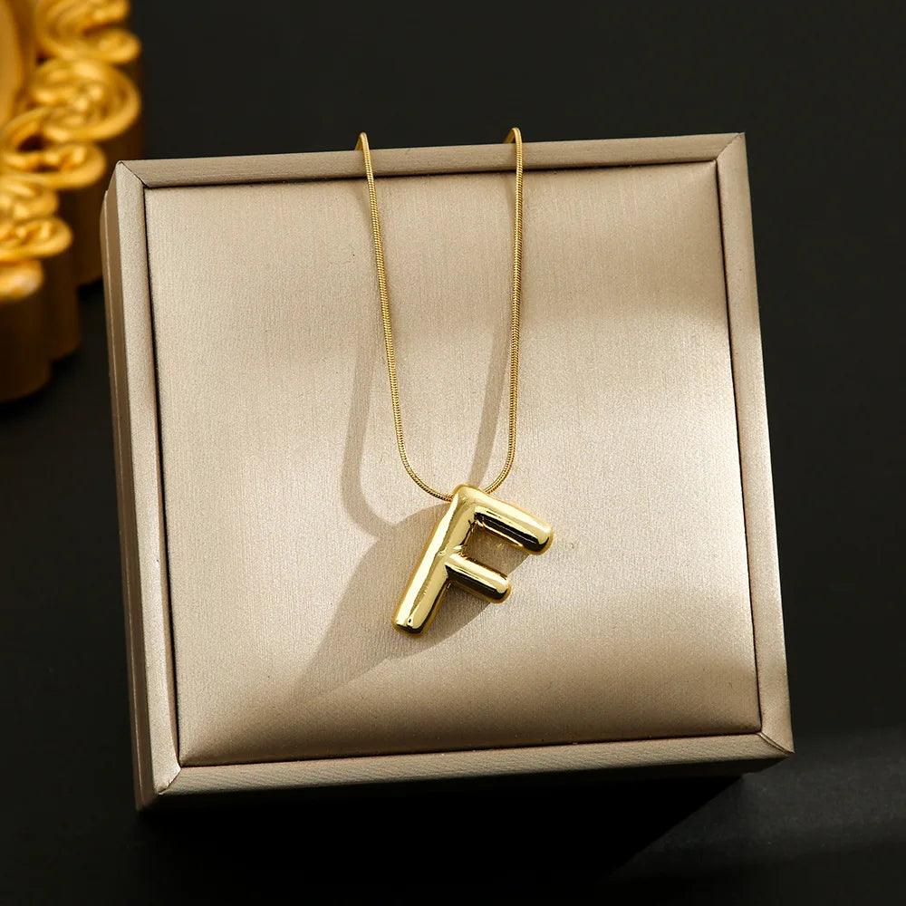Hot Sale Stainless Steel 26 English Alphabet Necklace Pendant All-match Simple Clavicle Chain Jewelry