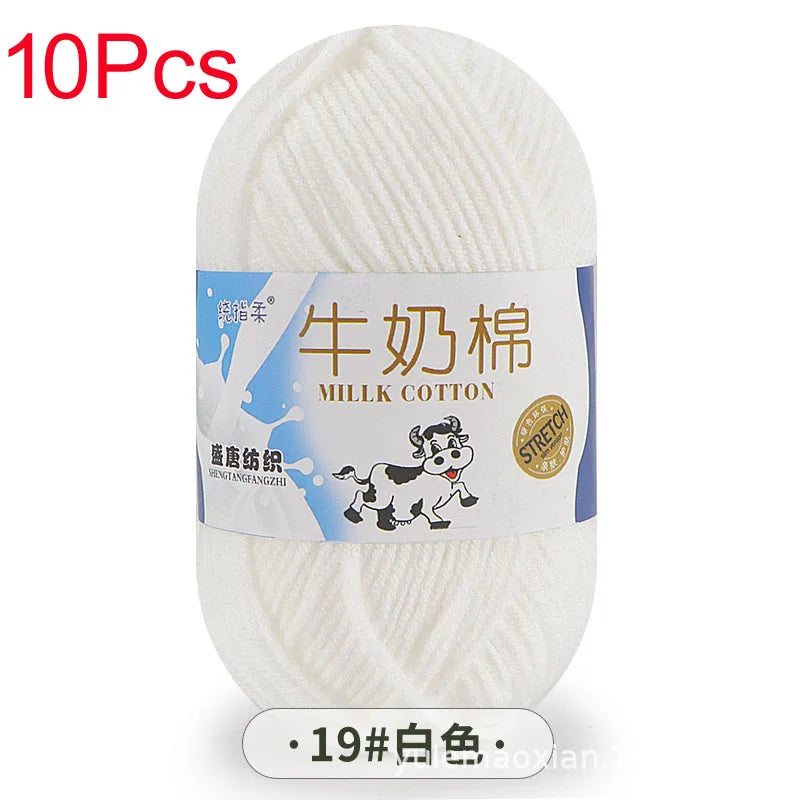 10 Piece Milk Cotton Yarn Knitting Wool for Hand Knitting and Crochet Soft Yarn for Scarves Hats and Sweaters