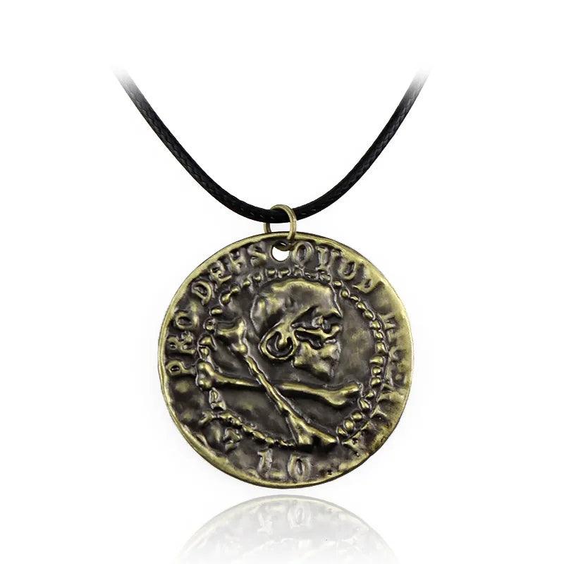 Uncharted 4 Necklace Nathan Drake Cosplay Ring Leather Code Vintage Engraving Pendant Jewelry Props