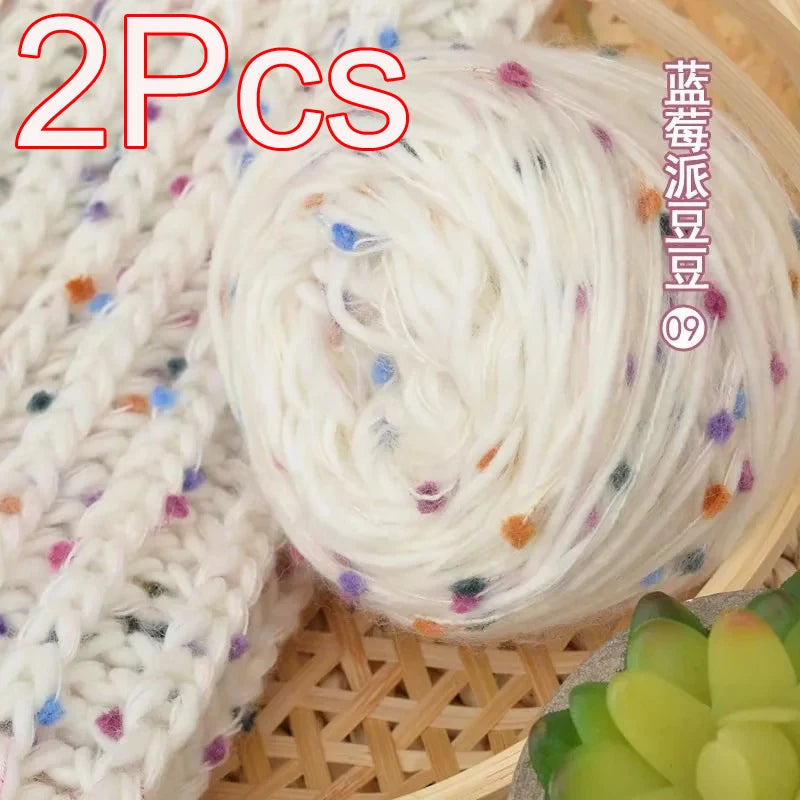 Two Piece Rainbow Mohair Yarn Cardigan Scarf Shawl