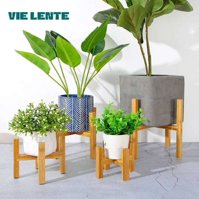 Plant Flower Pot Stand Small Durable Wood Trays Rack,Strong Free Standing Bonsai Holder Indoor Accessories Home Garden Display