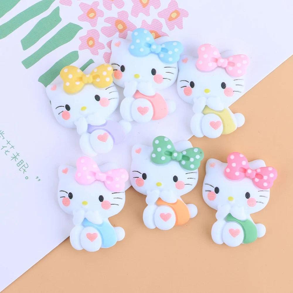 10 new cute Kawaii cartoon bow cat series resin scrapbook Diy jewelry hair clip accessories decoration process