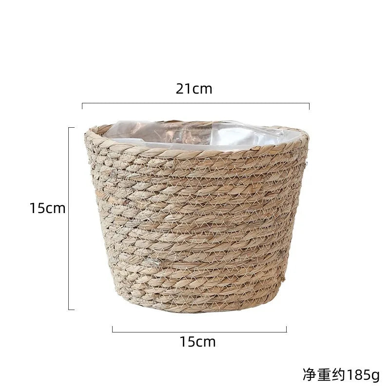Straw Weaving Flower Plant Pot Wicker Basket Rattan Flowerpot Storage Baskets Garden Flowerpot Grass Woven Planter Basket