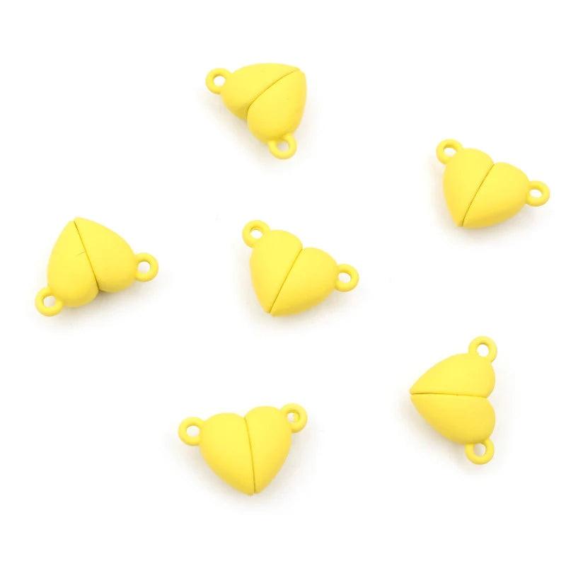 5 Sets  Love Heart Round Shaped Magnetic Connected Clasps Beads Charms End Caps for DIY Couple Bracelet Necklace Making