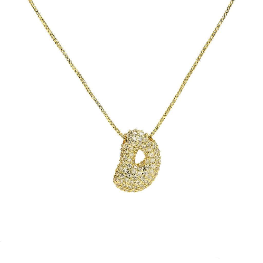 Gold Plated Balloon 26 Alphabet Letter Pendant Necklace Copper Zircon Bubble Initial Pendant For Women Personality Chain Jewelry