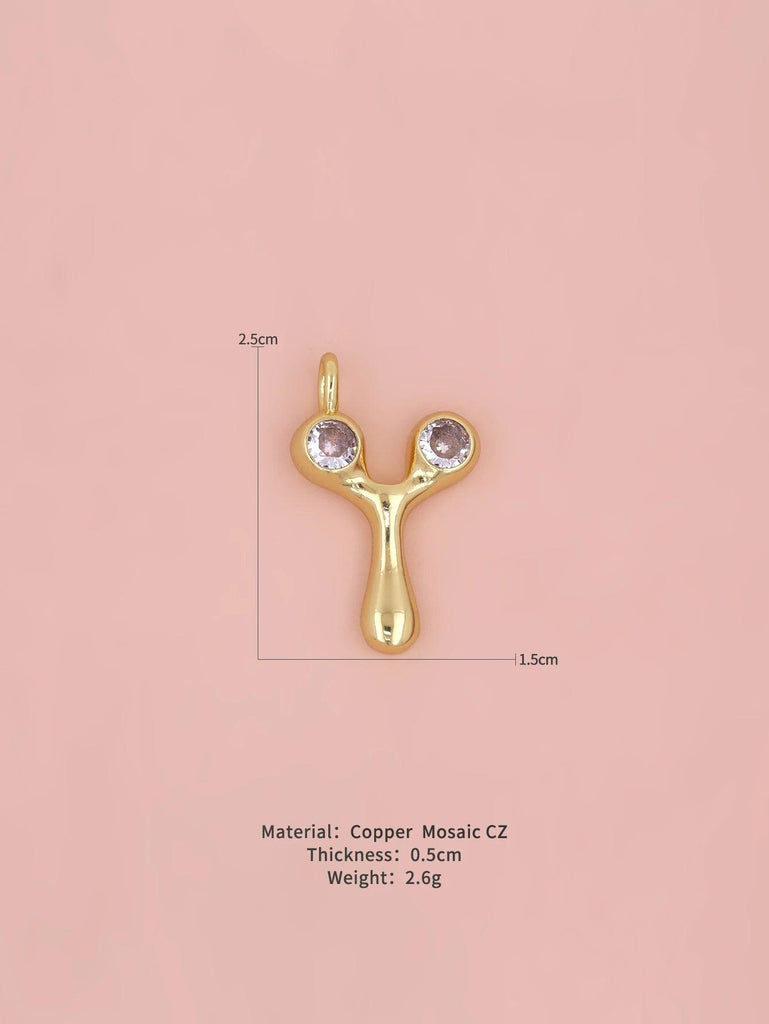 New Simple Versatile Round Zircon Plated Gold Copper 26 English Letters A-Z Pendant Men Women Necklaces Jewelry Making