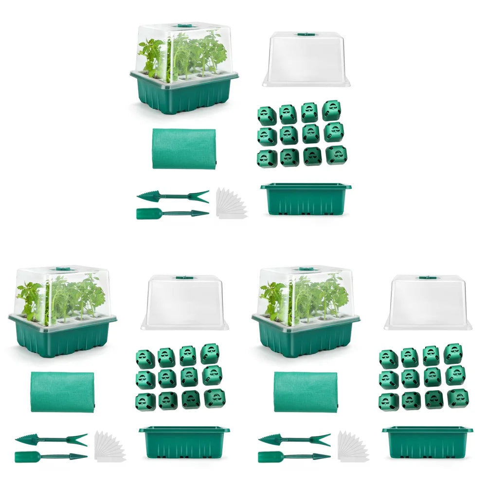 12 Holes Seed Starter Tray Soft Silicone Seedling Dish Breathable Reusable Thickening Plant Growth Tray Box for Indoor Garden