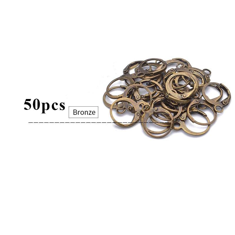 50pcs Hypoallergenic Earring Hooks Brass Lever Back Earring Round Hook Ear Wire with Open Loop for Earring Design Jewelry Making