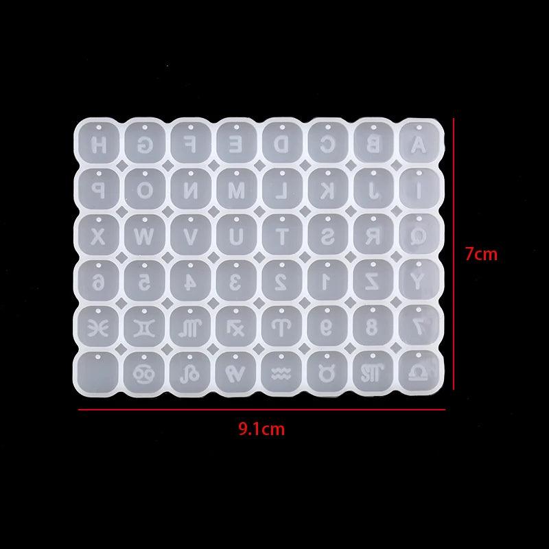 Square Heart Letter Number Silicone Molds Charms Pendant Epoxy Resin Alphabet Bead Mold for DIY Bracelet Jewelry Making Supplies