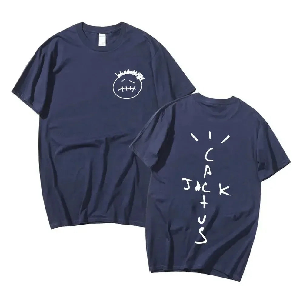 Rapper Cactus Jack Music Album T Shirts Men Fashion Hip Hop T Shirt Casual 100% Cotton Short Sleeve T-shirt Oversized Tops