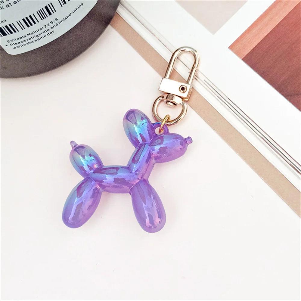 Kawaii Balloon Dog Acrylic Keychains Y2k Car Key Chains Jewelry Cute Bag Pendant Trinket Accessories Decoration Couple Gift