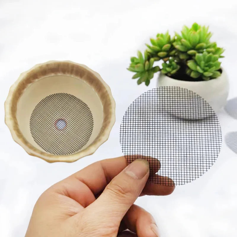 50PCS Flower Pot Hole Mesh Pad Round Drainage Holes Screens Mat Prevent Soil Loss For Garden Plant Bonsai Bottom Grid Gasket