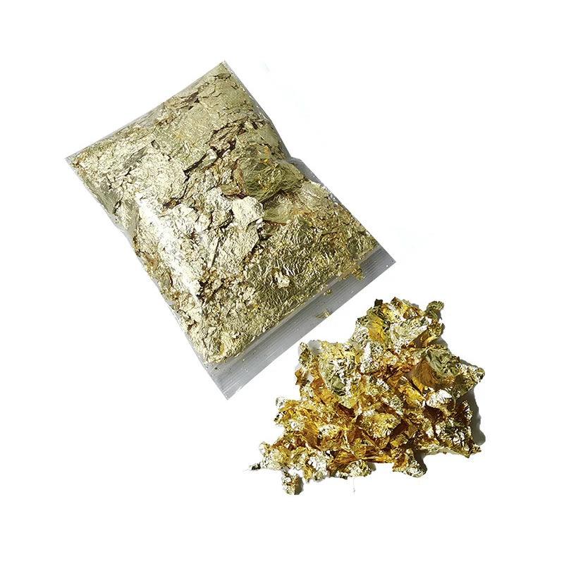 Imitation Gold Sliver Copper Foil Sequins Glitter Craft Paper Shiny Gold Leaf Flake Foil DIY Candle Resin Making Nail Art Decor - Winord