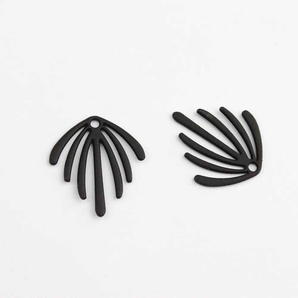 Hand-painted Alloy Geometric Irregular Seaweed Leaf Pendant Charm for DIY Earrings and Jewelry Making 20*22mm 10pcs/lot