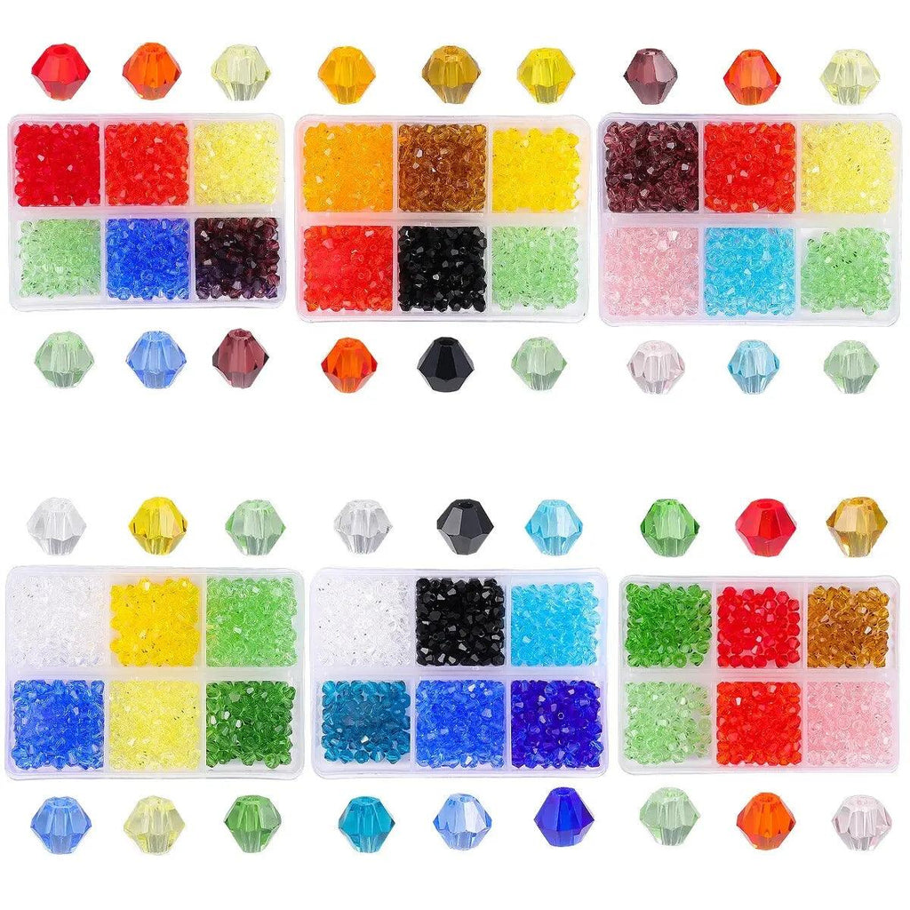 600pcs DIY Handmade Beaded Material 4mm Crystal Diamond Bead Pointed Bead Bracelet Making Jewelry Accessories Set Beads