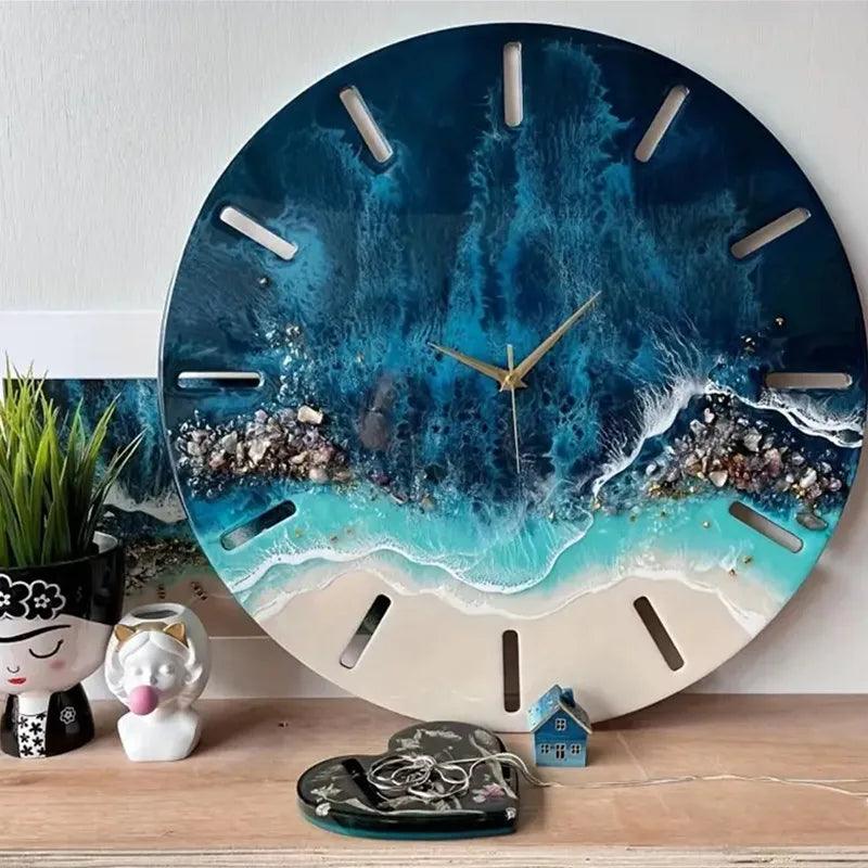 Large Clock Resin Mold,Round Clock Silicone Mold Wall Hanging Clock Epoxy Mold with Pointer for DIY Crafts Jewelry Making